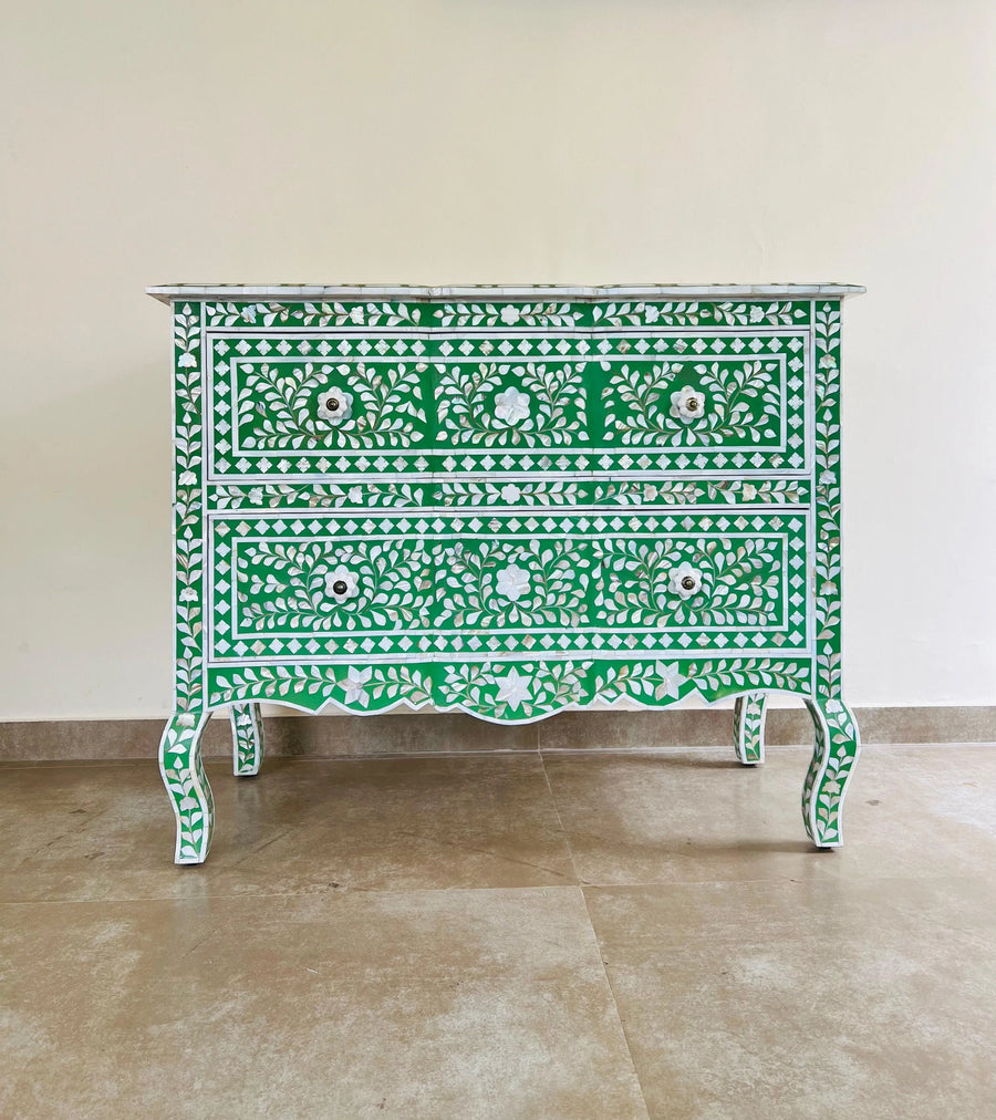 Green Mother of Pearl Iconic French Chest of Drawer - Jodha Furniture