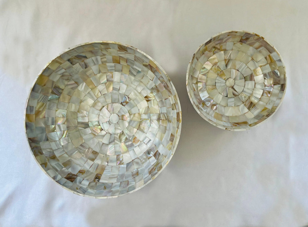 Handmade Mother Of Pearl Round Bowl - Jodha Furniture