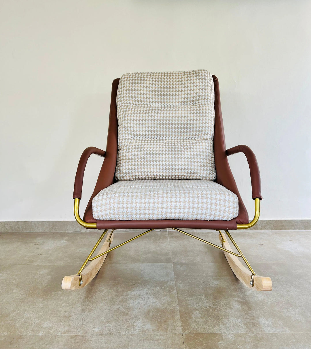 Heritage Checkered Rocker Lounge Chair - Jodha Furniture