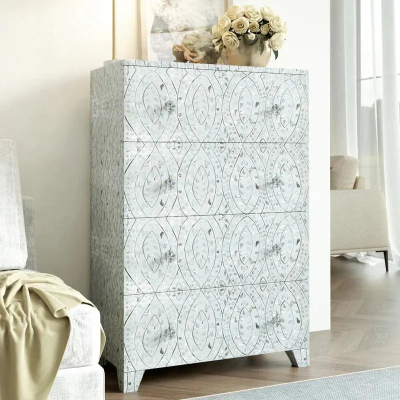 Iris Chest of Drawers - Mother of Pearl Inlay - Jodha Furniture