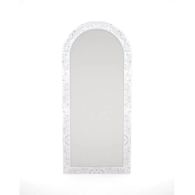 Iris Floor Mirror - White Mother of Pearl Inlay - Jodha Furniture