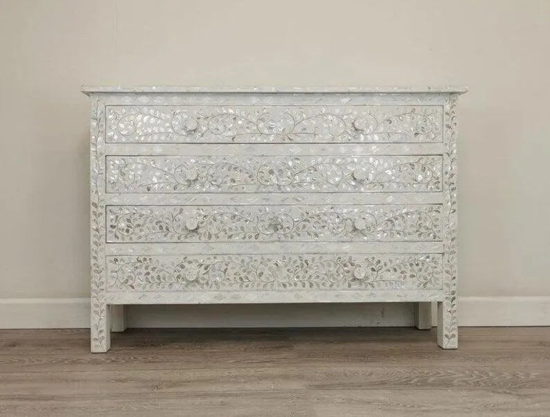 Ivory Blossom Pearl Cabinet - Jodha Furniture