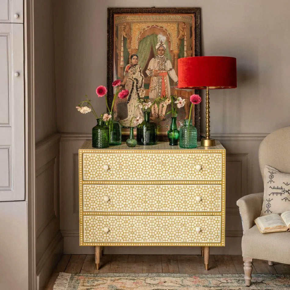 Jaipur Bone Inlay Chest of Drawers - Jodha Furniture