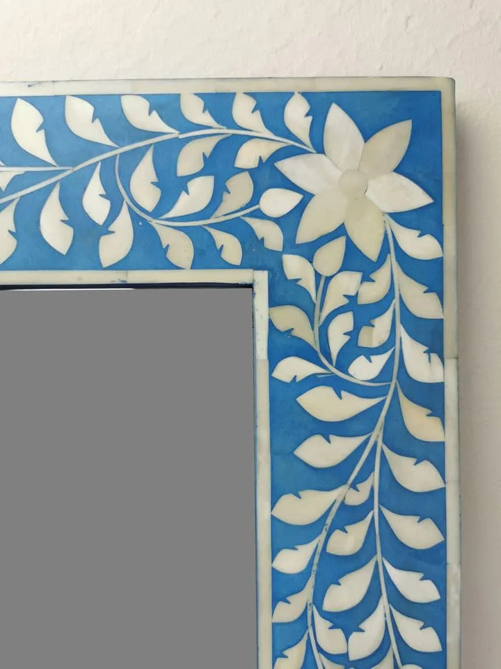 Large Blue bone Wall mirror - Jodha Furniture