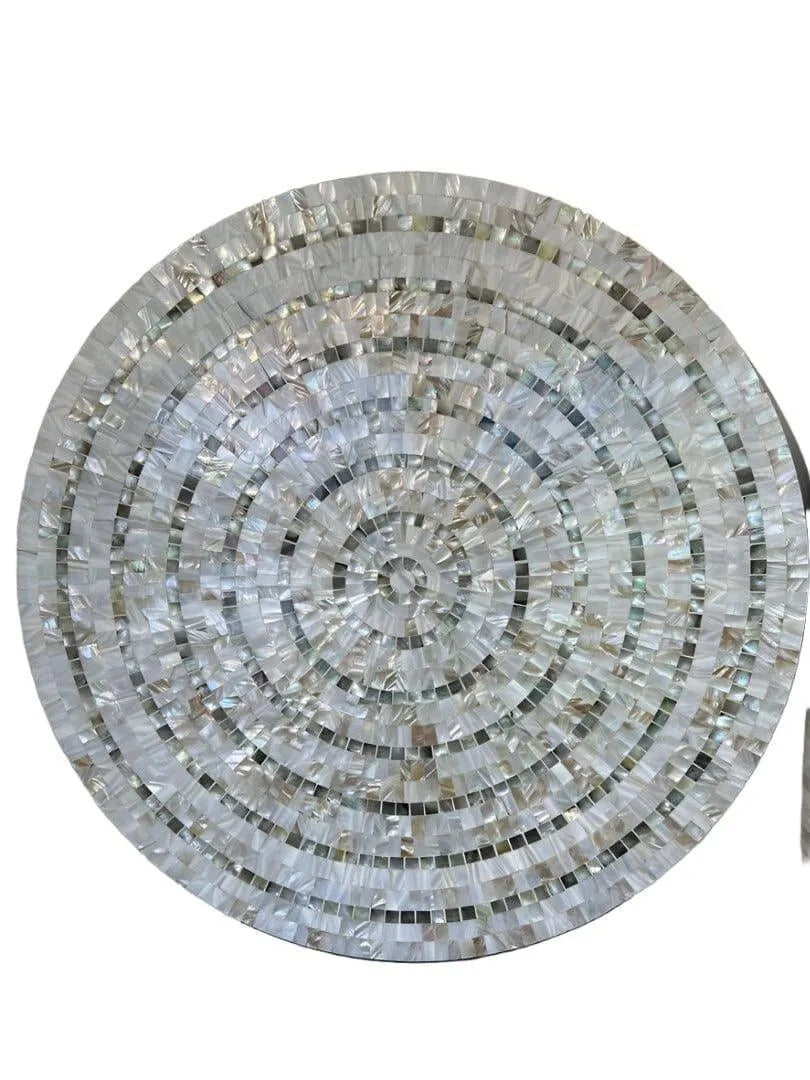 Lunar Serenade: Handcrafted Round Mother of Pearl Wall Art by Jodha - Jodha Furniture