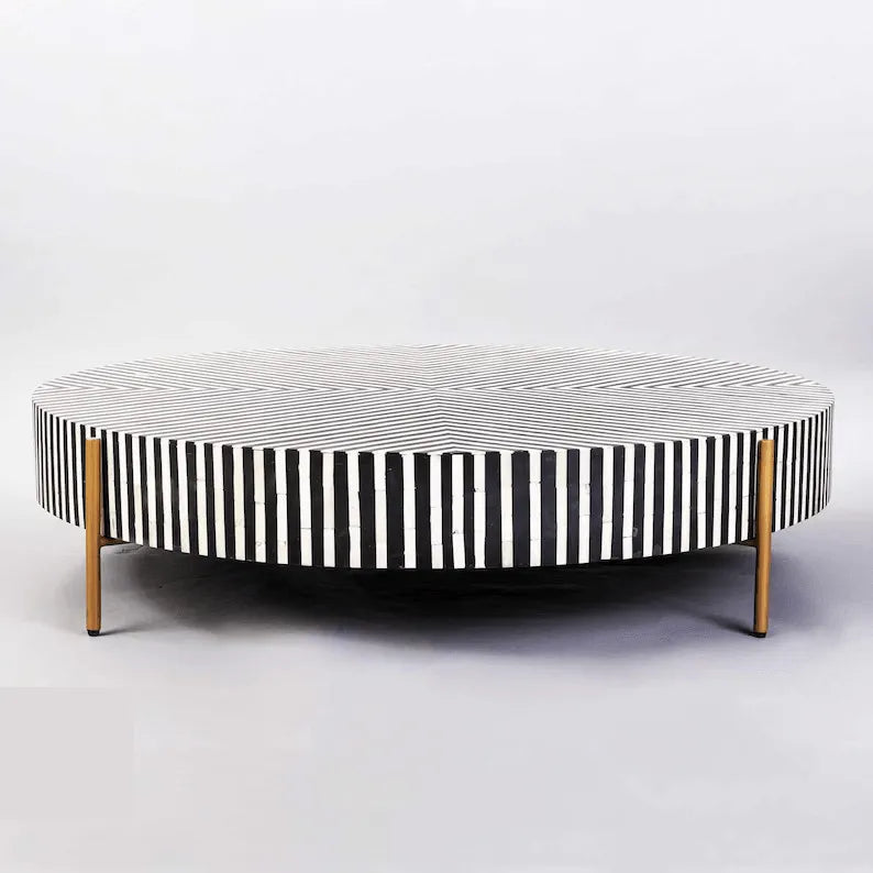 Maris Striped Bone Inlay Coffee Table - Jodha Furniture