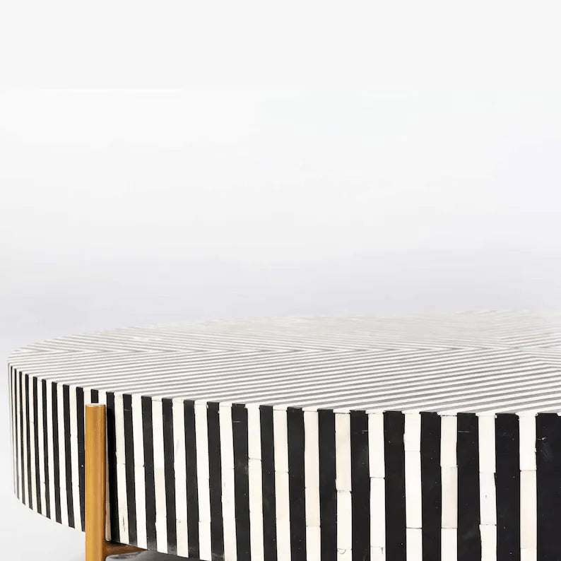 Maris Striped Bone Inlay Coffee Table - Jodha Furniture