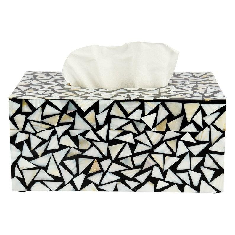 Monochrome Fusioned Tissue Box - Jodha Furniture