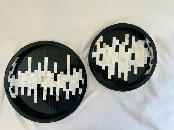 Monochrome Patterned Mosaic Tray - Jodha Furniture