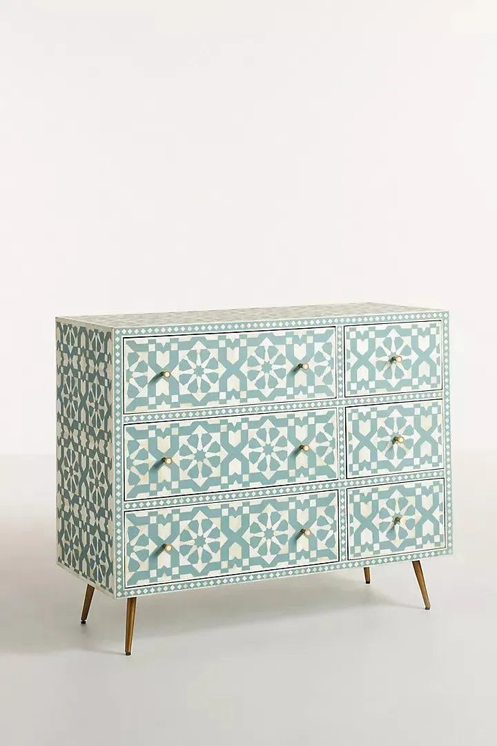 Moroccan Inlay Six- Chest of Drawer - Jodha Furniture