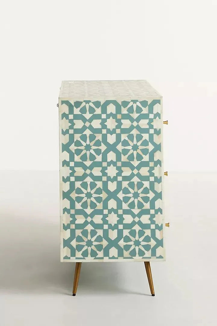 Moroccan Inlay Six- Chest of Drawer - Jodha Furniture