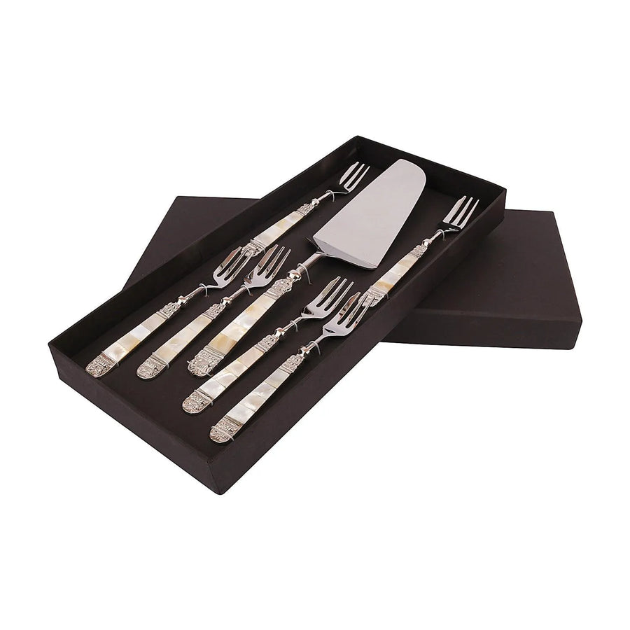 Mother Of Pearl Cake Set Cutlery - Jodha Furniture