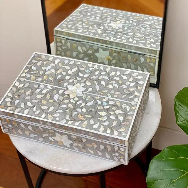 Mother Of Pearl Floral Box - Jodha Furniture