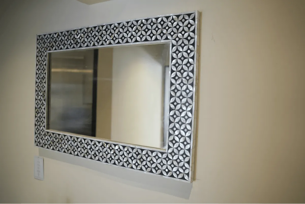 Mother Of Pearl Floral Wall Mirrors - Jodha Furniture