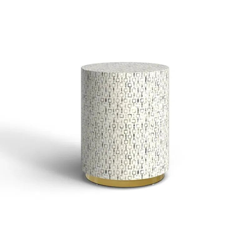 Mother of Pearl Shell Side Table with Gold Base - Jodha Furniture