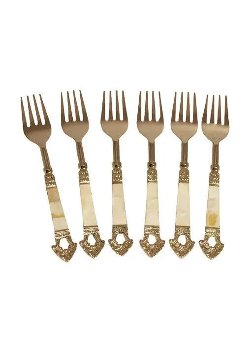 Mother Of Pearl Taj Fork (Pack Of 6) - Jodha Furniture