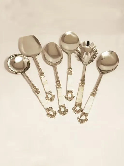 Mother Of Pearl Taj Serving Spoon (Pack Of 6) - Jodha Furniture