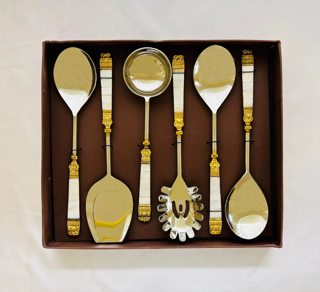 Radiant Pearl-Inlaid Cutlery Collection - Jodha Furniture