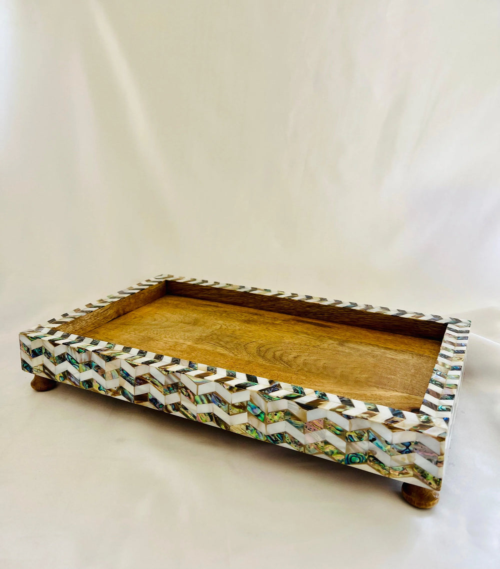 Regal Abalone Rectangular Tray - Jodha Furniture