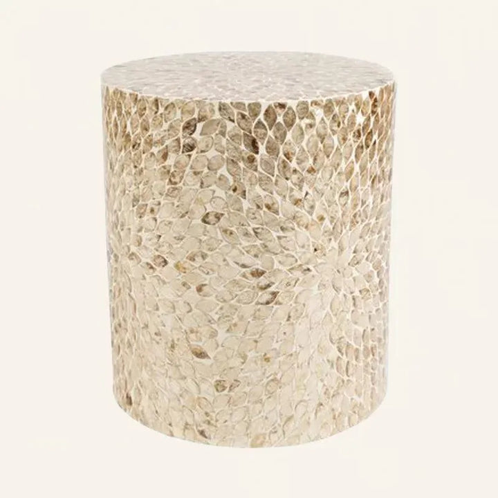 Sand Clarinda Drum End Table - Jodha Furniture