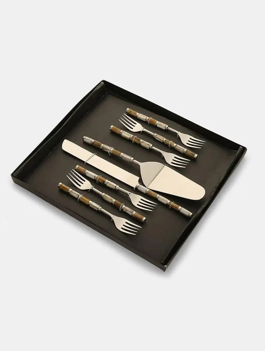 Silver Carved Mother Of Pearl Cutlery - Jodha Furniture