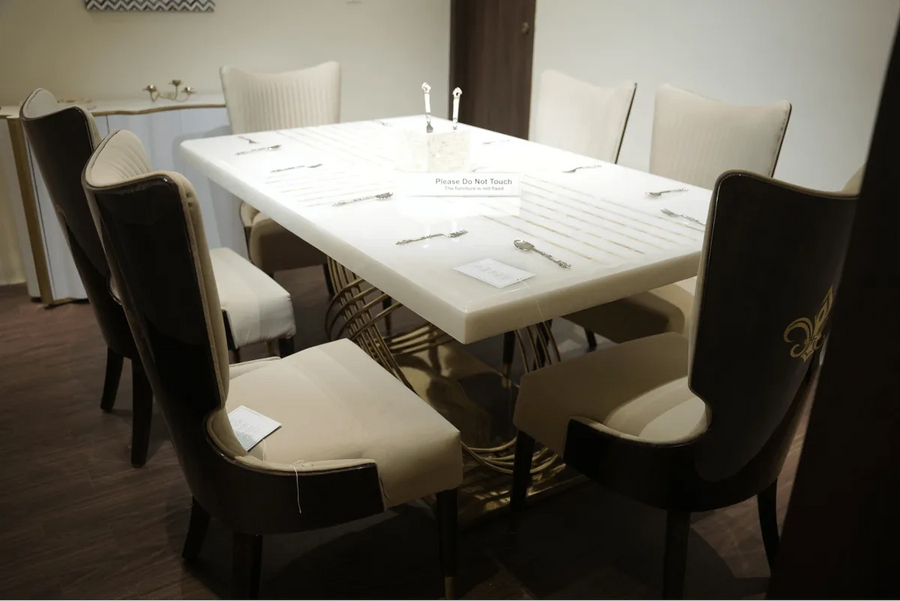 Timeless Mother of Pearl Dining Table For Six - Jodha Furniture