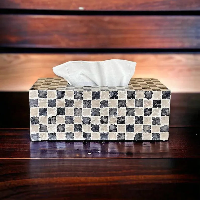 Vintage Checkered Tissue Box - Jodha Furniture