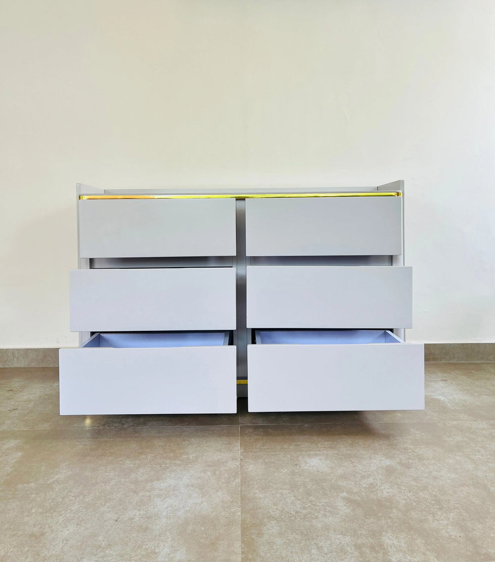 White & Gold Modern Luxe Cabinet - Jodha Furniture