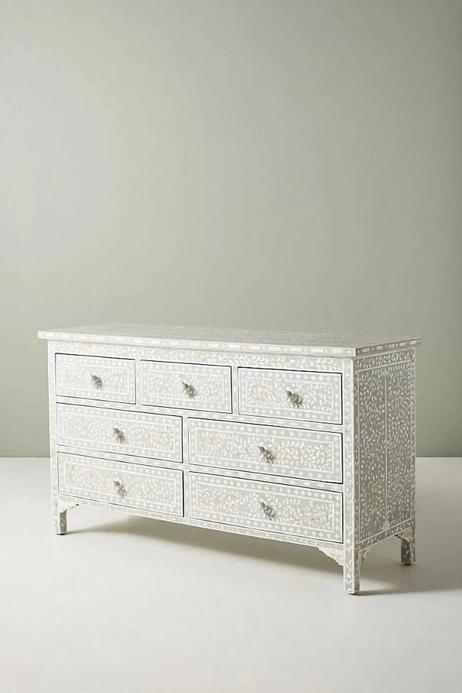 White Morrocan Floral Sideboard - Jodha Furniture