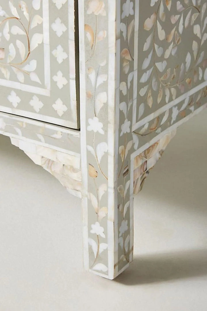 White Morrocan Floral Sideboard - Jodha Furniture