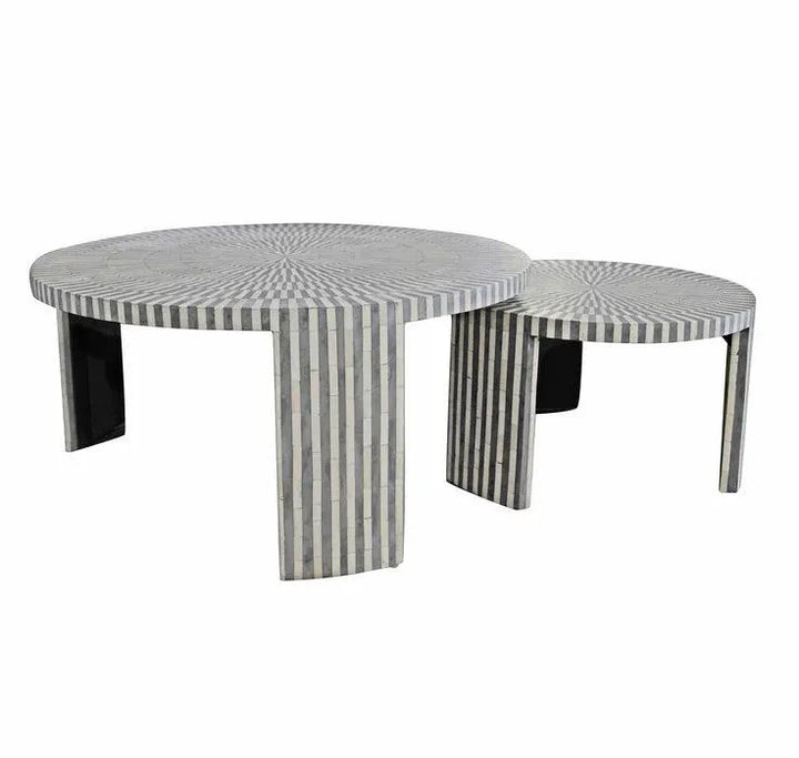 Zara Bone Inlay Nesting Table Set - Jodha Furniture