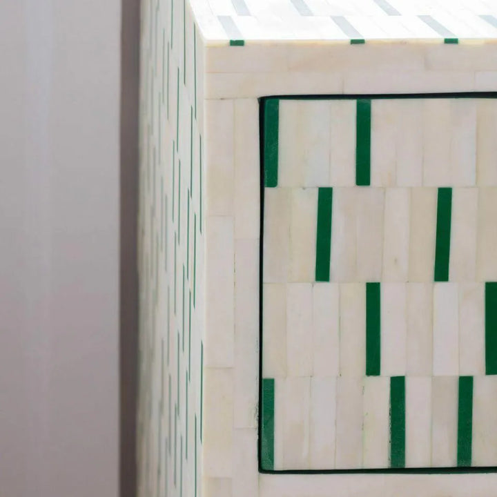 Zelená Green Stripe Inlay Cabinet - Jodha Furniture