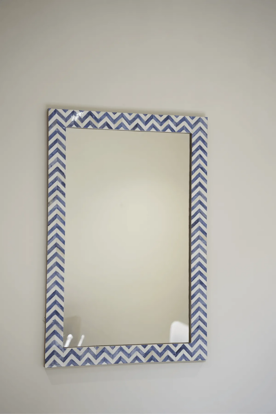 Zig Zag Bone Inlay Wall Mirror - Jodha Furniture