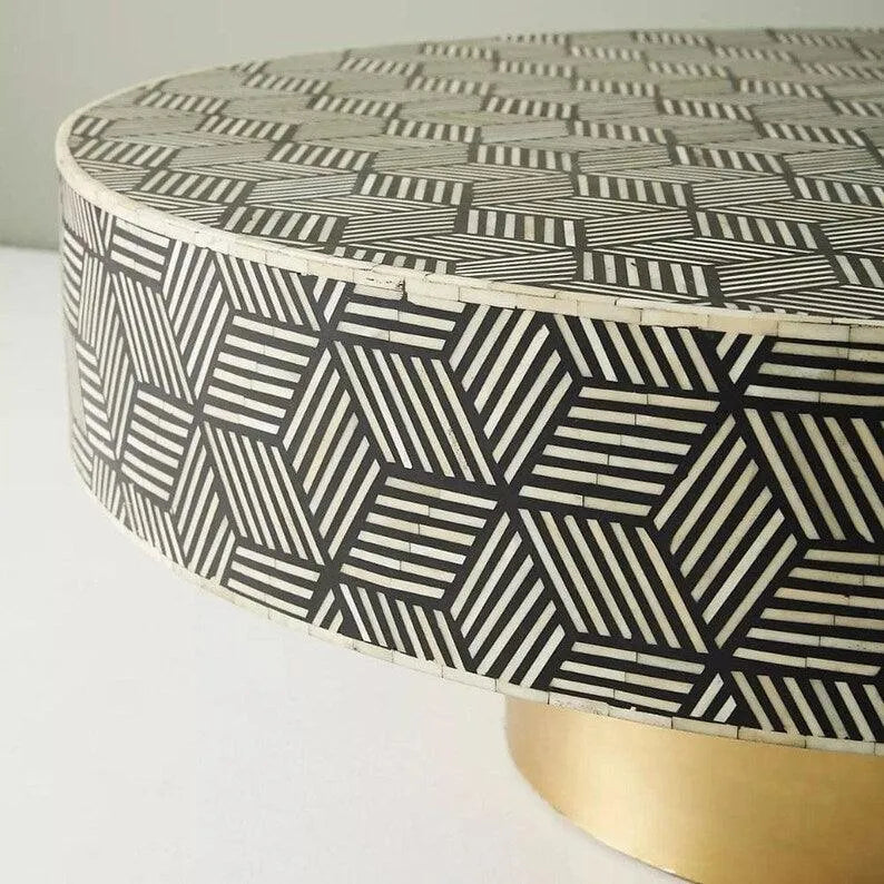 Zinnia Geometric Bone Inlay Table - Jodha Furniture